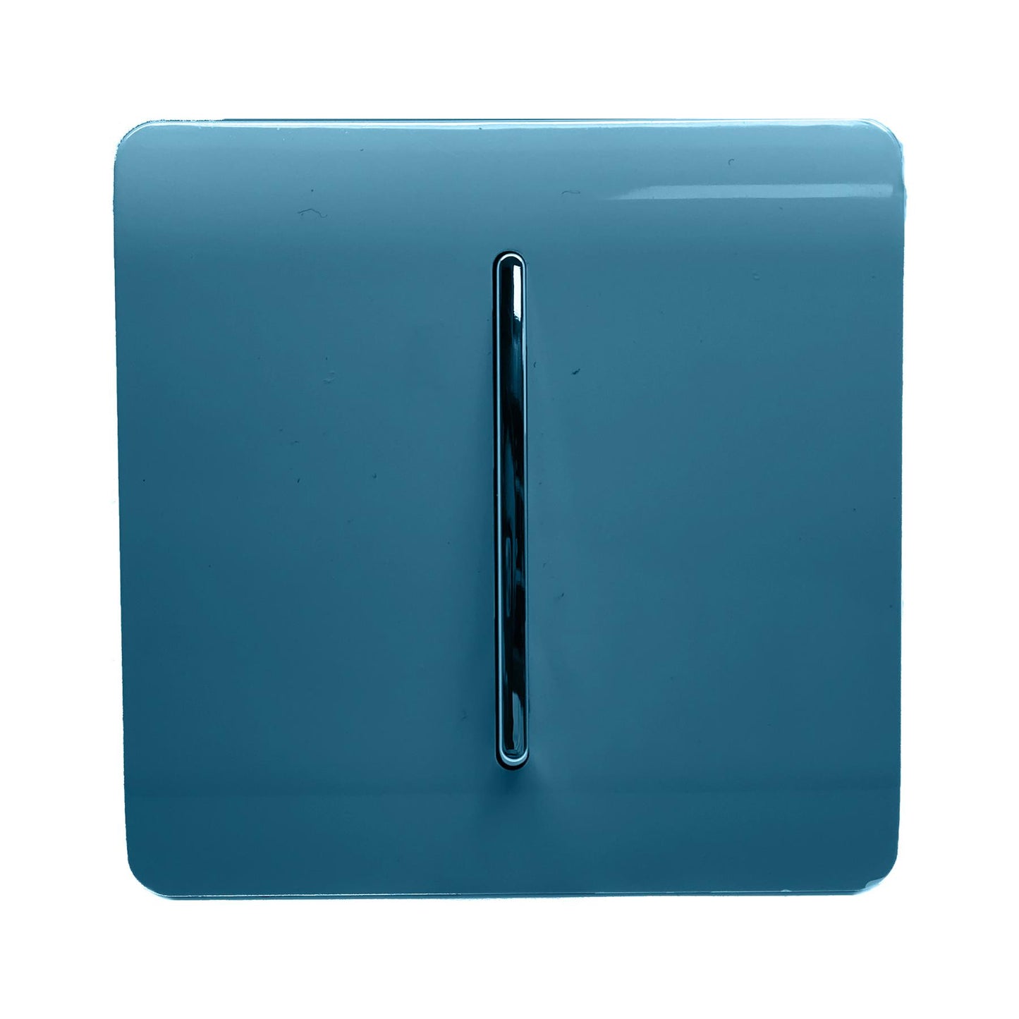 Trendi 1 Gang 2 Way 240V Screwless Artistic Modern Glossy 10 Amp Chrome Rocker Electrical Wall Light Switch in Ocean Blue (5 pack)