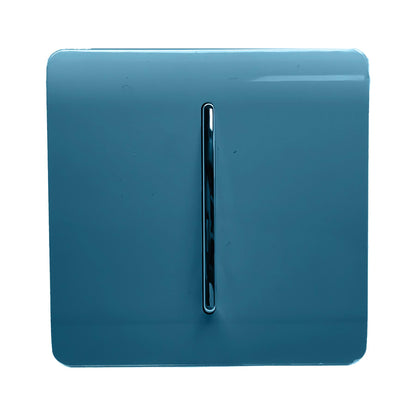 Trendi 1 Gang 2 Way 240V Screwless Artistic Modern Glossy 10 Amp Chrome Rocker Electrical Wall Light Switch in Ocean Blue (5 pack)