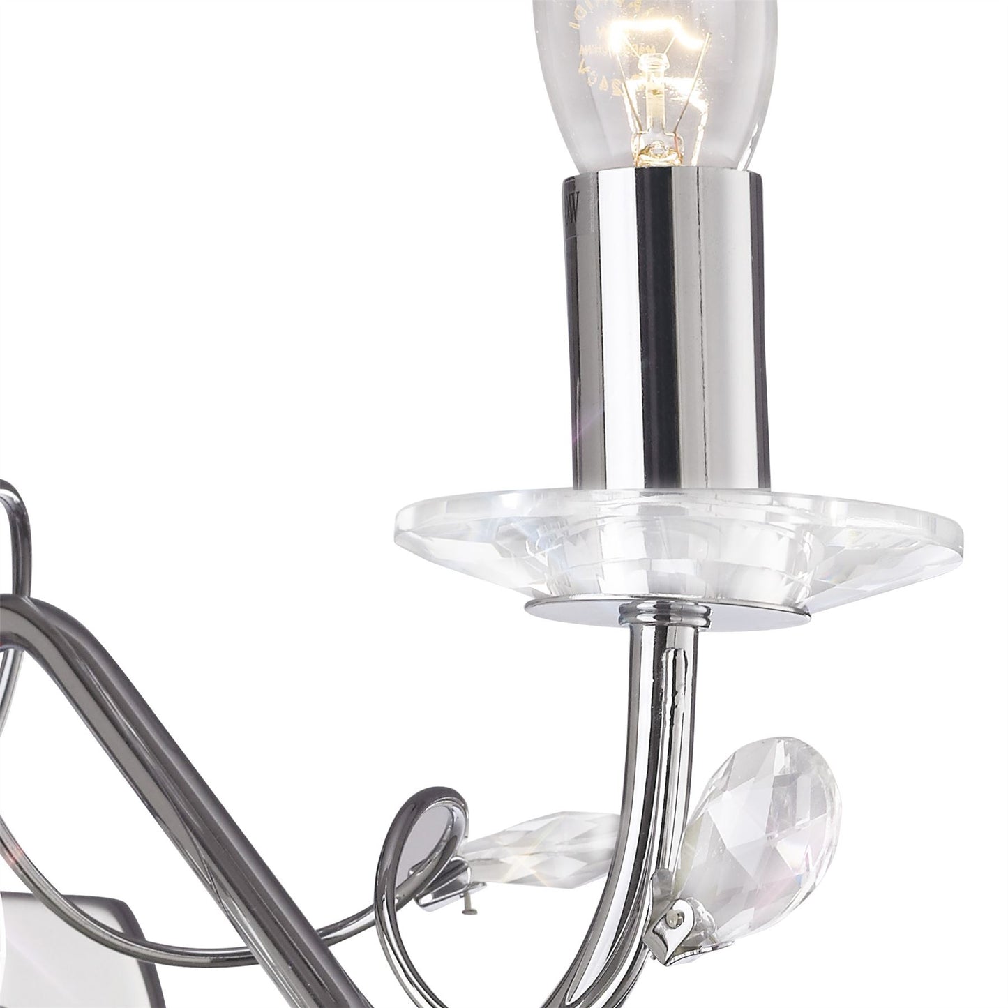 Diyas Willow Wall Light WITHOUT SHADE 1 Light E14 Polished Chrome/Crystal