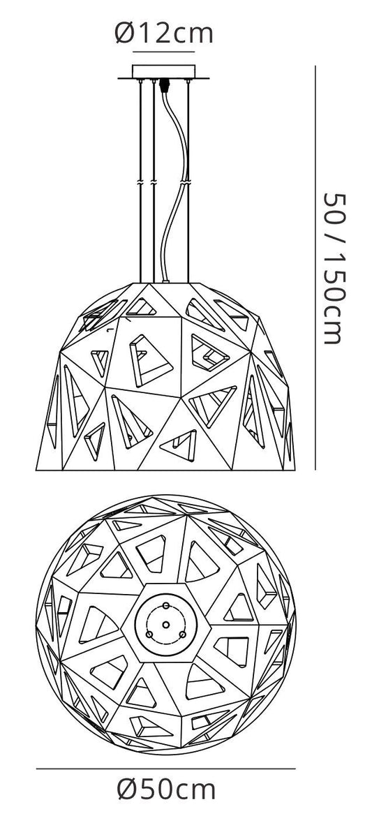 Mantra M3730 Facette Pendant 1 Light E27, Gloss White/Polished Chrome