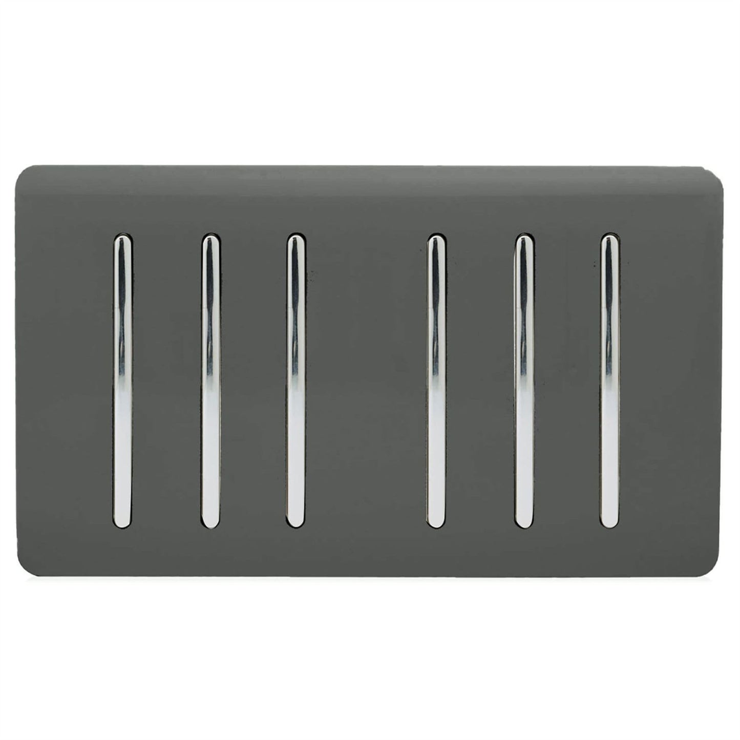 Trendi Artistic Modern Glossy 6 Gang 2 Way Rocker Double Plate Tactile Light Switch Charcoal