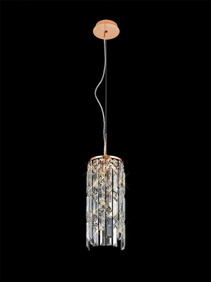 Diyas Maddison 15cm  Cylinder 2 Light G9 Rose Gold/Crystal Ceiling Pendant Light Fitting
