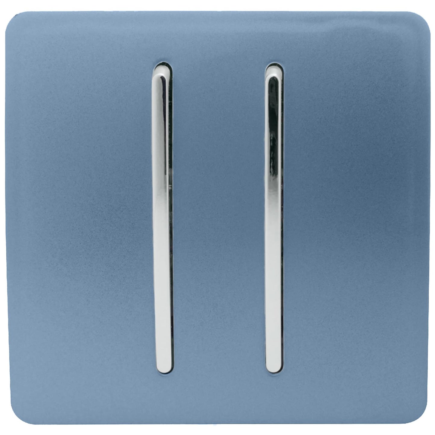 Trendi 2 Gang 2 Way 240V Screwless Artistic Modern Glossy 10 Amp Chrome Rocker Electrical Wall Light Switch in Sky Blue (2 pack)