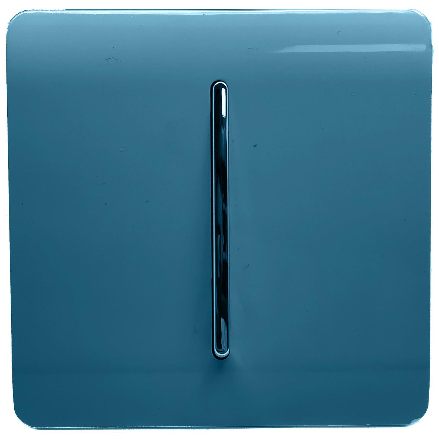 Trendi 1 Gang 2 Way 240V Screwless Artistic Modern Glossy 10 Amp Chrome Rocker Electrical Wall Light Switch in Ocean Blue (3 pack)