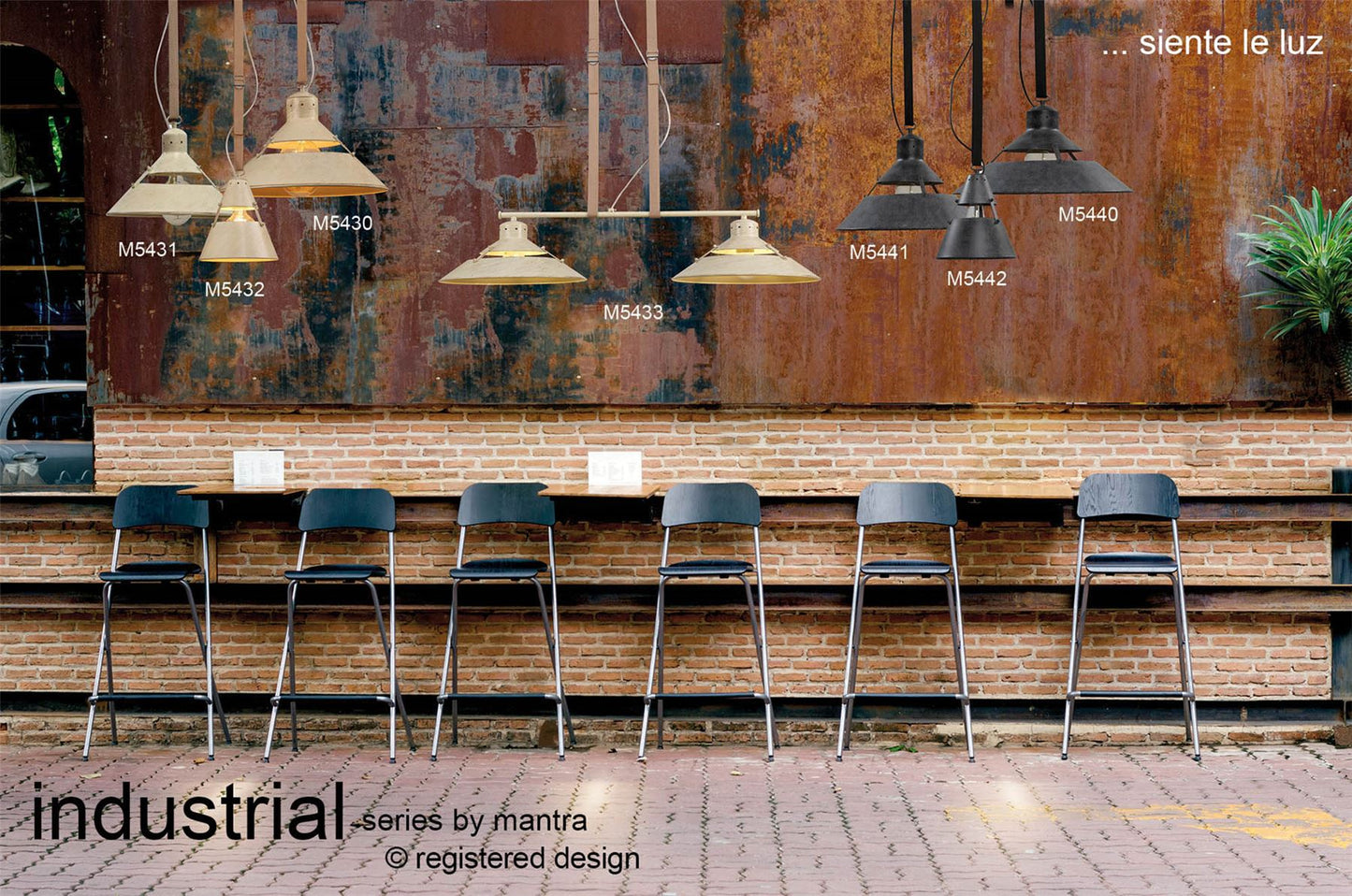 Mantra M5432 Industrial Ceiling 1 Light 40W E27 SSand Metal, Beige Belt