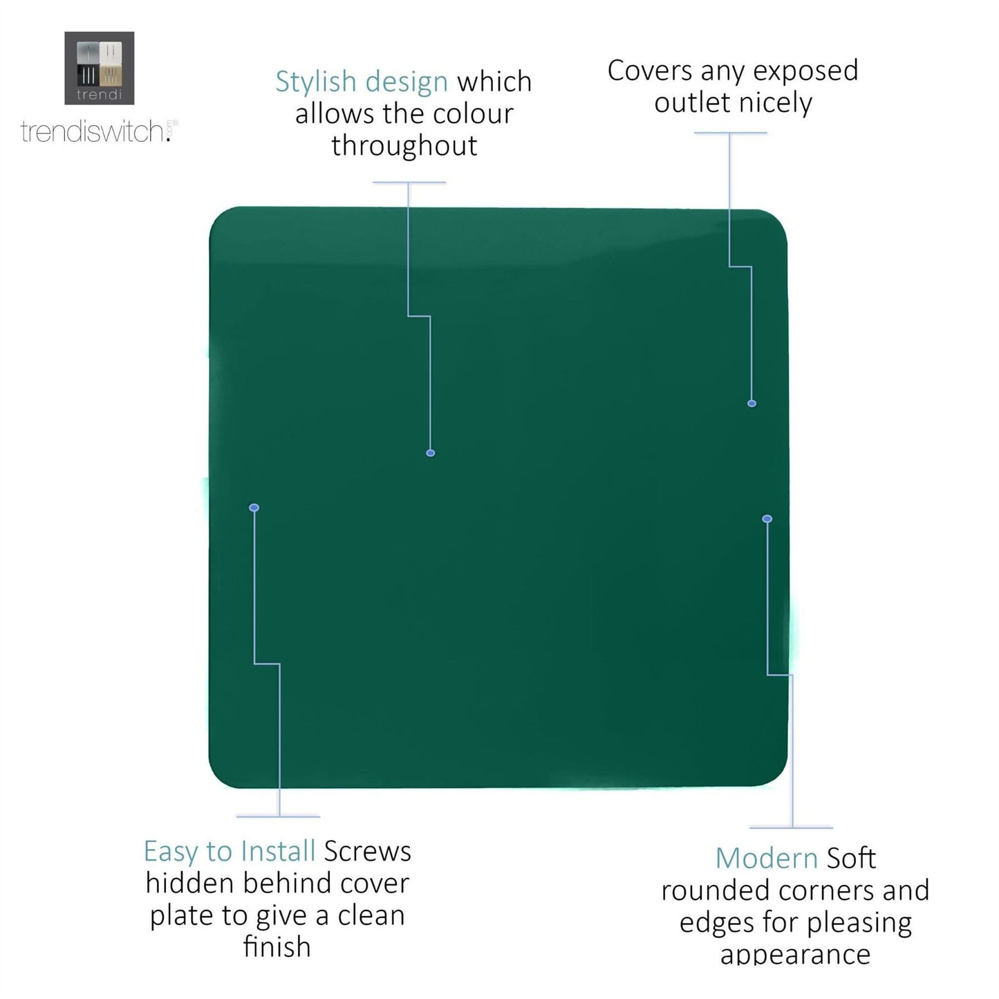 Trendi Artistic Modern Glossy Tactile Single Blanking Plate Dark Green