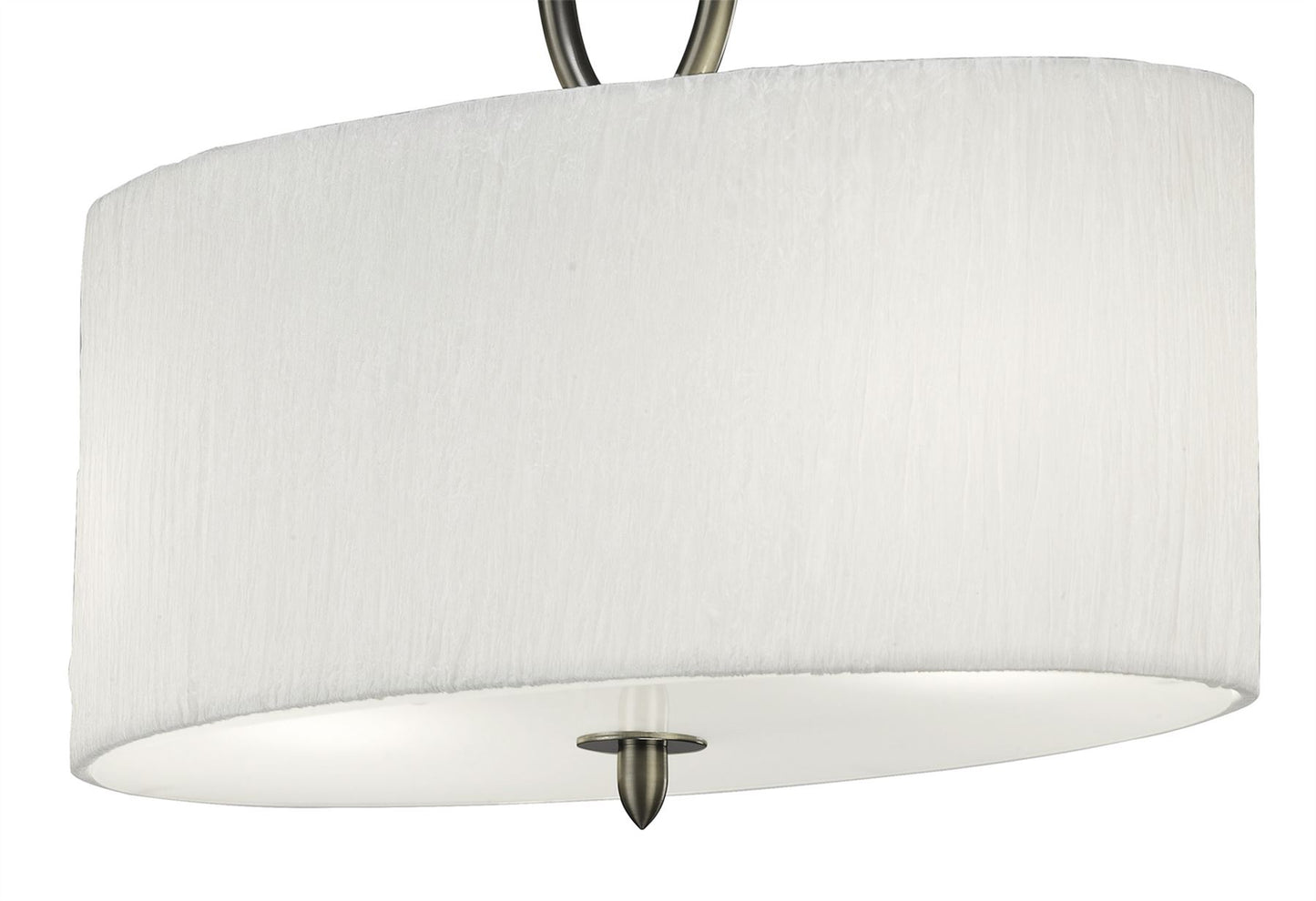 Mantra M3710 Lua Oval Semi Ceiling 2 Light E27, Satin Nickel with White Shade