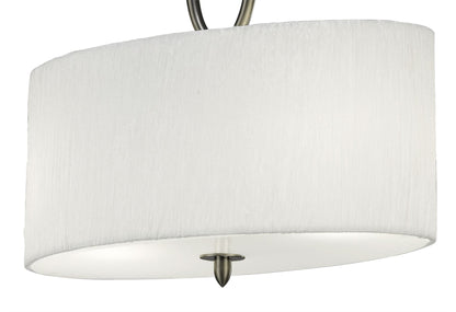 Mantra M3710 Lua Oval Semi Ceiling 2 Light E27, Satin Nickel with White Shade