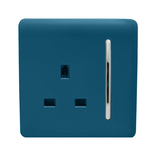 Trendi 1 Gang Artistic Modern Glossy 13 Amp Switched Tactile Plug Socket Midnight Blue