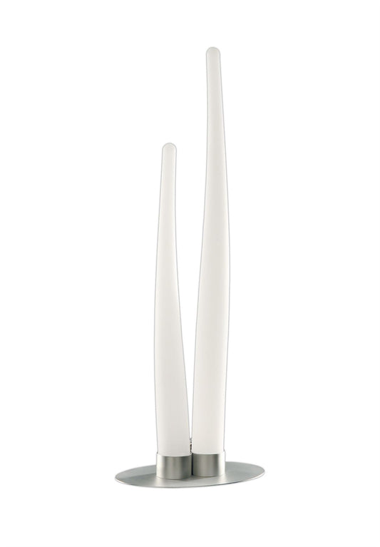 Mantra Estalacta Table Lamp 2 Light Indoor, Silver/Opal White