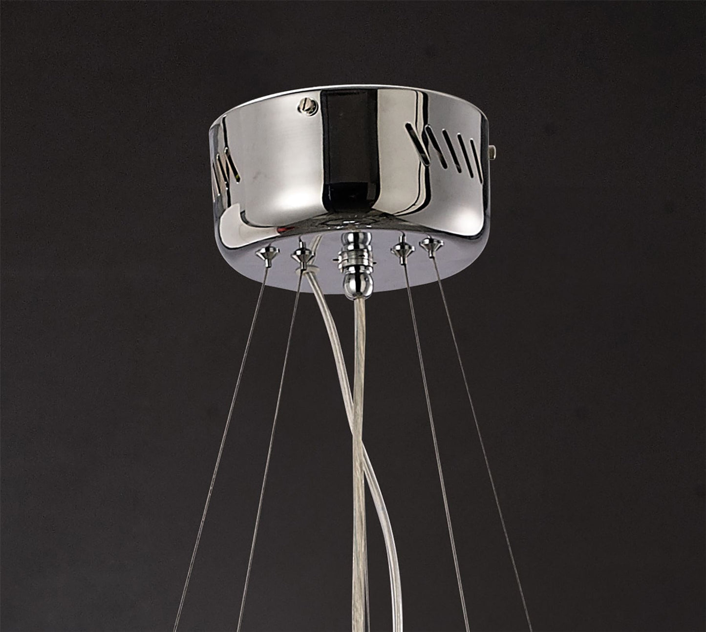 Diyas Atria 55cm  2 Light E27 with LEDs and Remote Control Stainless Steel Ceiling Pendant Light Fitting