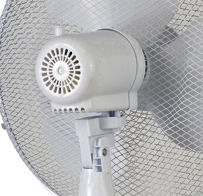Airo 45W 16 Inch 3 Speed Oscillating Pedestal Fan in White