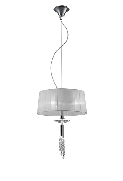 Mantra M3858 Tiffany Pendant 3+1 Light E27+G9, Polished Chrome with White Shade & Clear Crystal