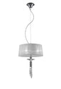 Mantra M3858 Tiffany Pendant 3+1 Light E27+G9, Polished Chrome with White Shade & Clear Crystal