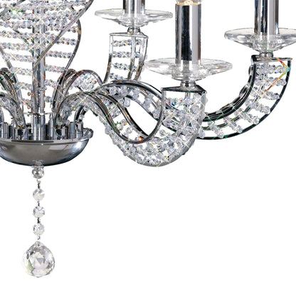 Diyas Santo 66cm  6 Light E14 Polished Chrome/Crystal Ceiling Pendant Light Fitting