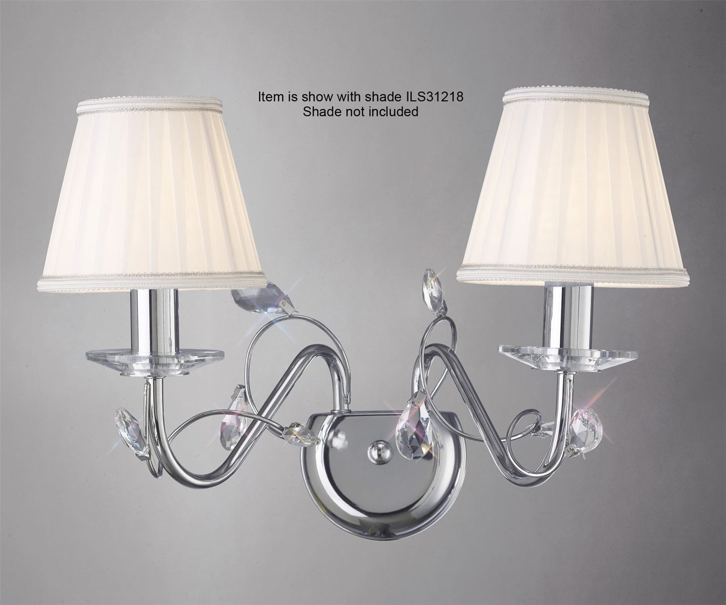 Diyas Willow Wall Light WITHOUT SHADE 2 Light E14 Polished Chrome/Crystal