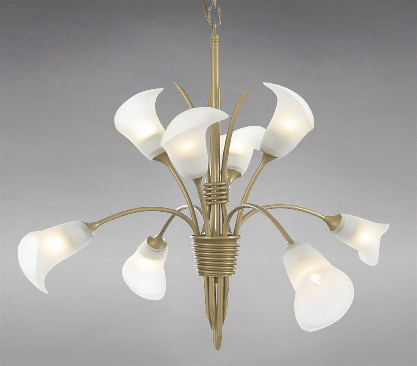 Diyas Ancona 61cm  8 Light G9 Satin French Gold/Frosted Glass Ceiling Pendant Light Fitting
