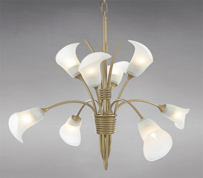 Diyas Ancona 61cm  8 Light G9 Satin French Gold/Frosted Glass Ceiling Pendant Light Fitting