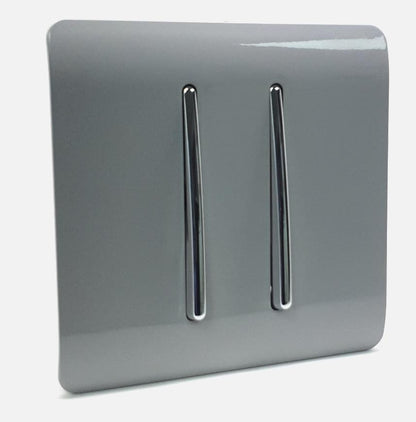 Trendi 2 Gang Artistic Modern Glossy Tactile Home Automation Switch Light Grey