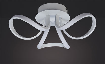 Mantra Knot Led Blanco Knot Blanco Ceiling 48cm Round 3 Looped Arms 36W LED 4000K, 2520lm, White/Frosted Acrylic, 3yrs Warranty Ceiling