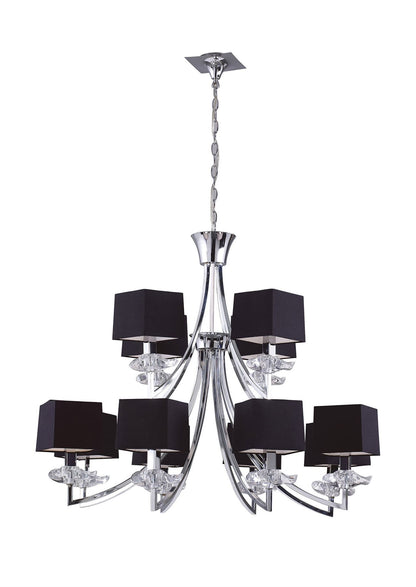 Mantra M0792 Akira Pendant 2 Tier 12 Light E14, Polished Chrome with Black Shades