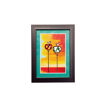 Diyas Home Crystal Wall Art (DH) Nature Apples, Black Frame, Amber, Green, Red Crystal Framed