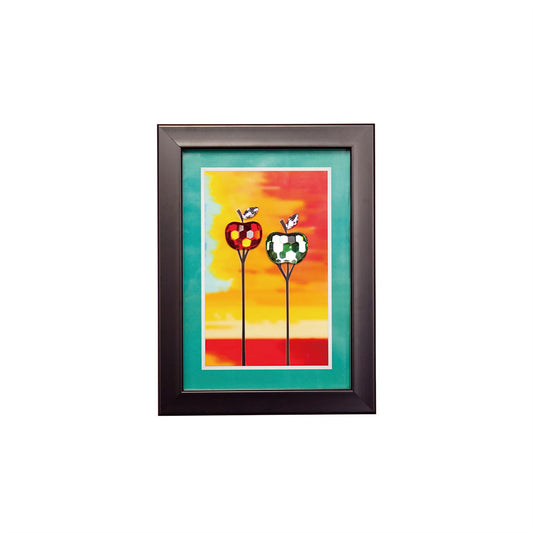 Diyas Home Crystal Wall Art (DH) Nature Apples, Black Frame, Amber, Green, Red Crystal Framed