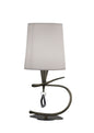 Mantra Mara Table Lamp 1 Light E14 Small, Antique Brass with Ivory White Shade
