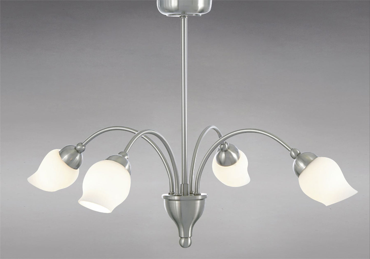 Diyas Rimini 51cm  4 Light G9 Satin Chrome/Opal Glass Ceiling Pendant Light Fitting