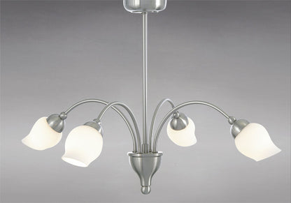 Diyas Rimini 51cm  4 Light G9 Satin Chrome/Opal Glass Ceiling Pendant Light Fitting
