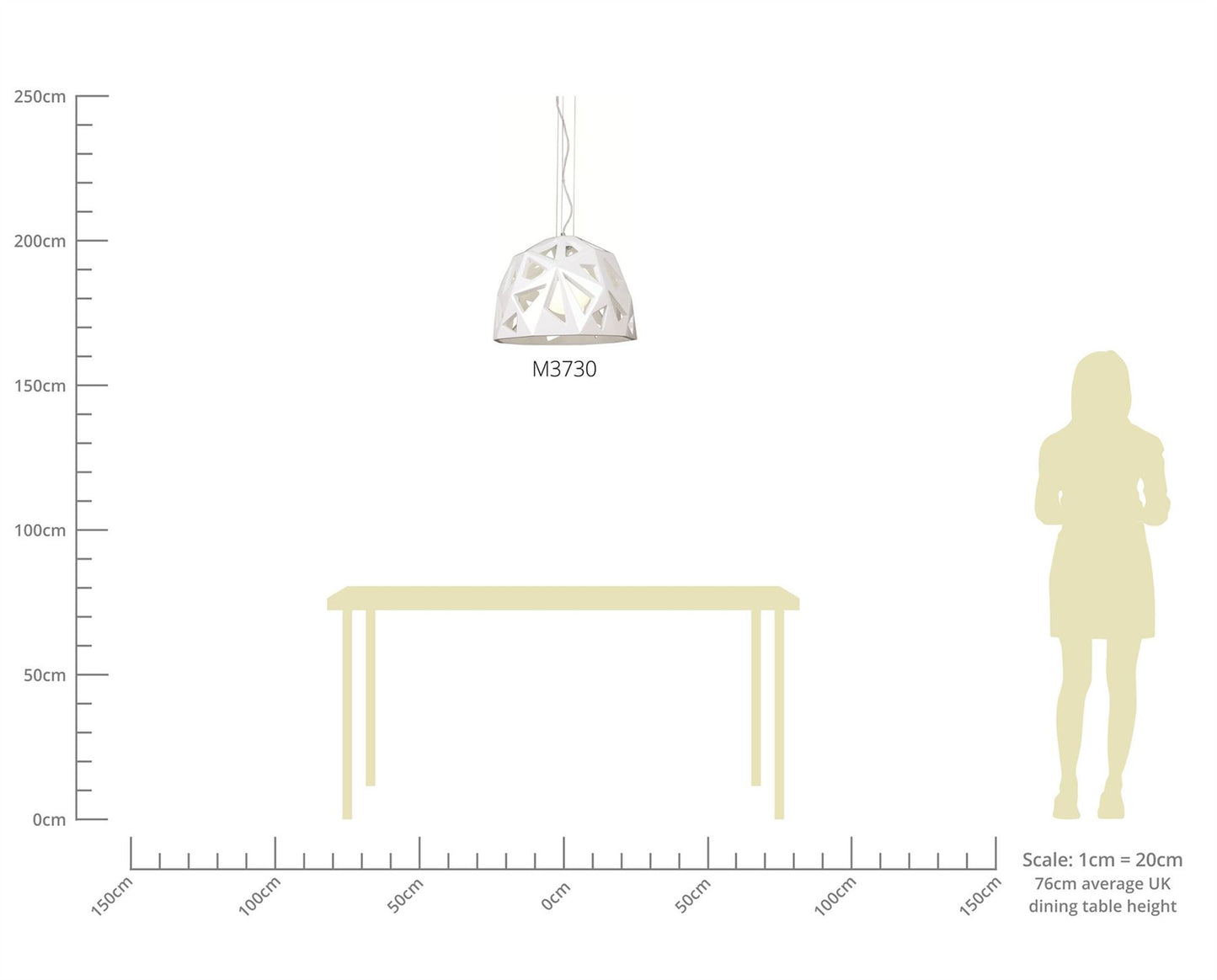 Mantra M3730 Facette Pendant 1 Light E27, Gloss White/Polished Chrome