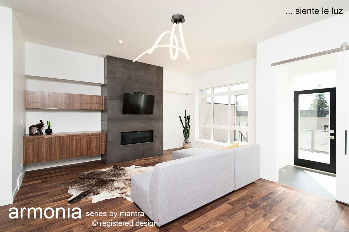 Mantra Armonia Semi Flush Spiral, Dimmable, 60W LED, 3000K, 4500lm, Titanium/Frosted Acrylic, 3yrs Warranty Ceiling