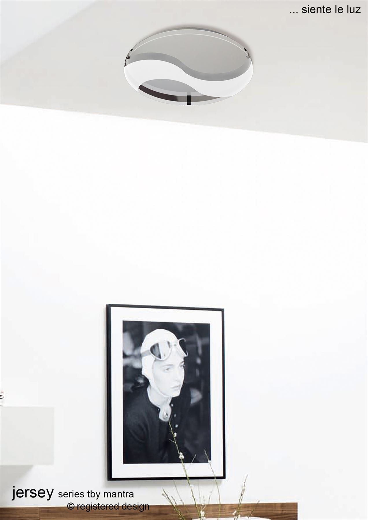 Mantra Fusion Jersey 45cm Ceiling 20W LED Round 3000K, 1800lm, Polished Chrome/Opal White Glass, 3yrs Warranty Ceiling