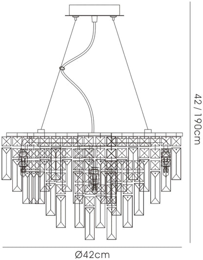 Diyas Maddison 42cm  Round 6 Light G9 Rose Gold/Crystal Ceiling Pendant Light Fitting