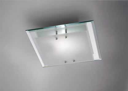 Deco Mira Ceiling Light, 350mm Square, 2 Light E27 Polished Chrome