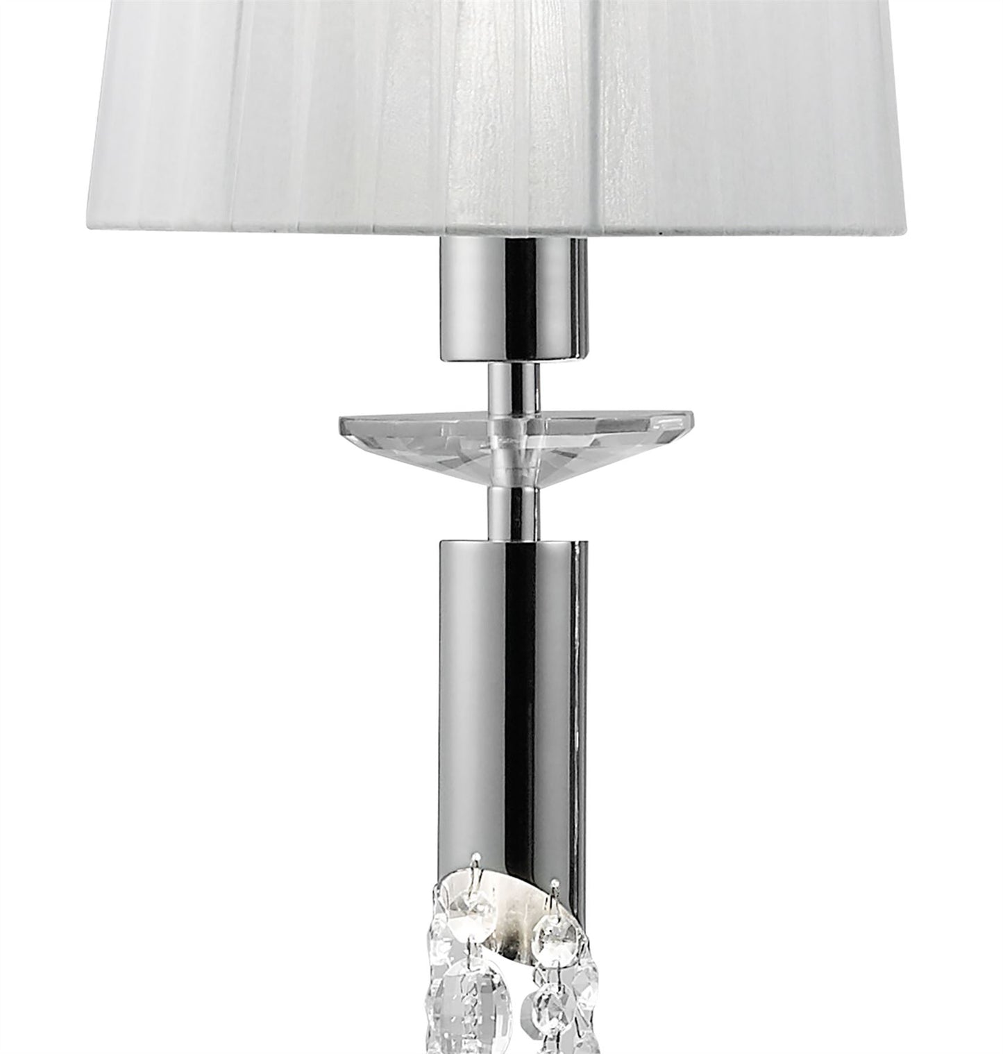 Mantra M3855 Tiffany Linear Pendant 3+3 Light E27+G9 Line, Polished Chrome with White Shades & Clear Crystal