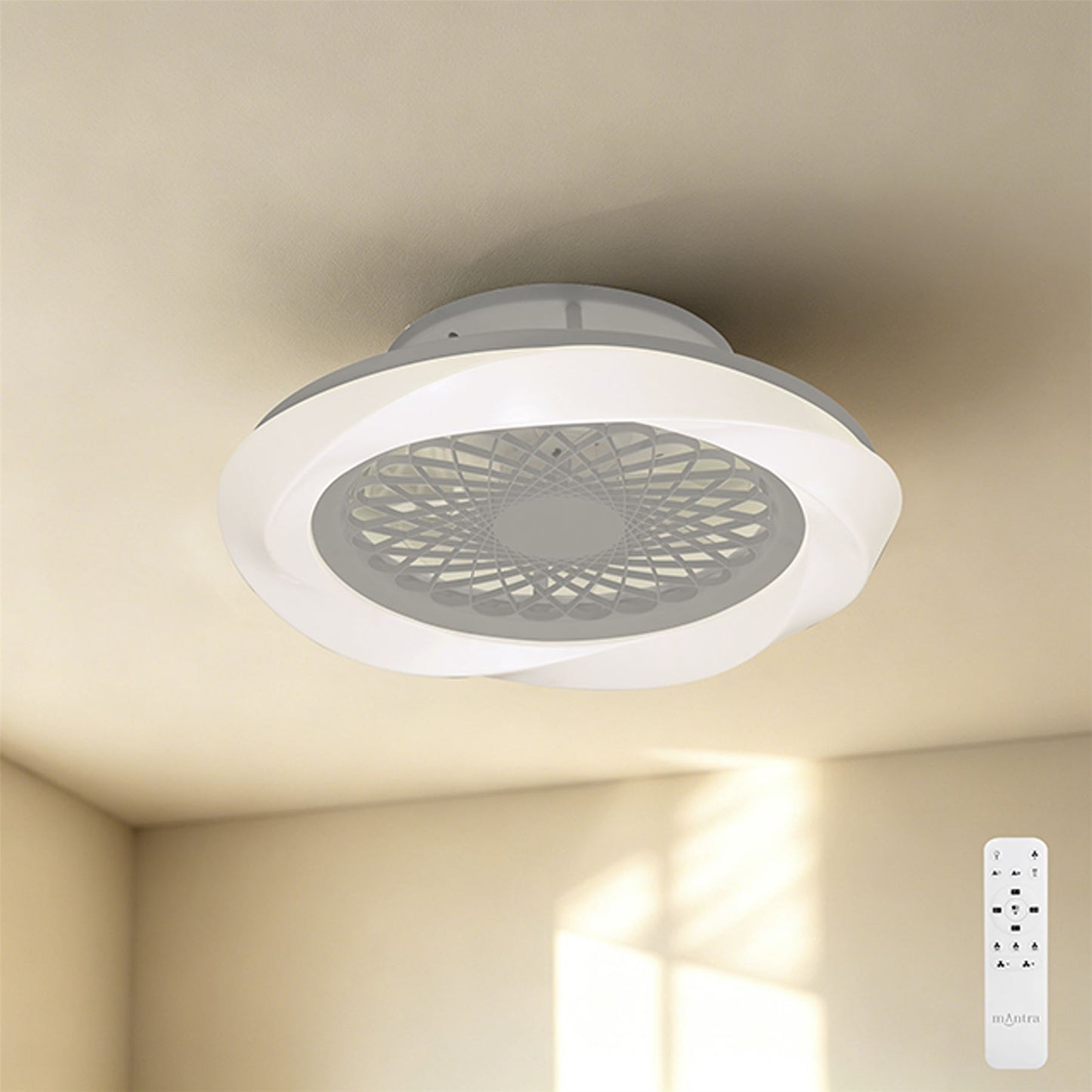 Boreal 62cm 70W LED Dimmable Ceiling Light With Built-In 35W DC Reversible Fan, Silver Finish C/W Remote Control, 4200lm