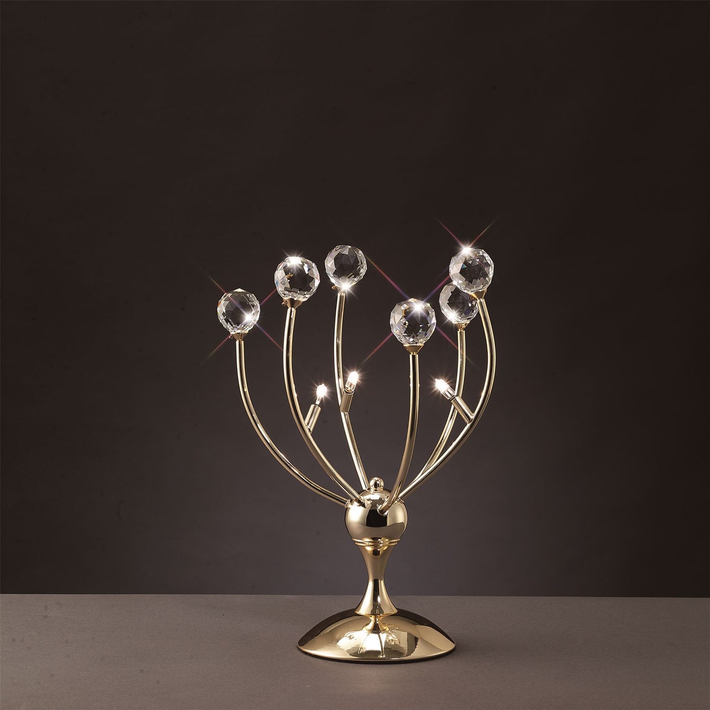 Diyas Xeena Crystal Table Lamp 3 Light G4 French Gold, NOT LED/CFL Compatible