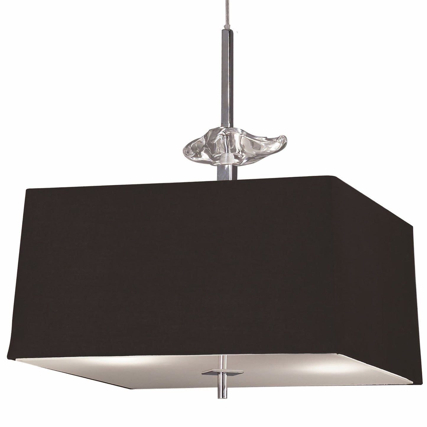 Mantra M0784 Akira Square Pendant 4 Light E27, Polished Chrome/Frosted Glass with Black Shade