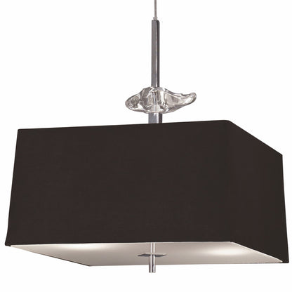 Mantra M0784 Akira Square Pendant 4 Light E27, Polished Chrome/Frosted Glass with Black Shade