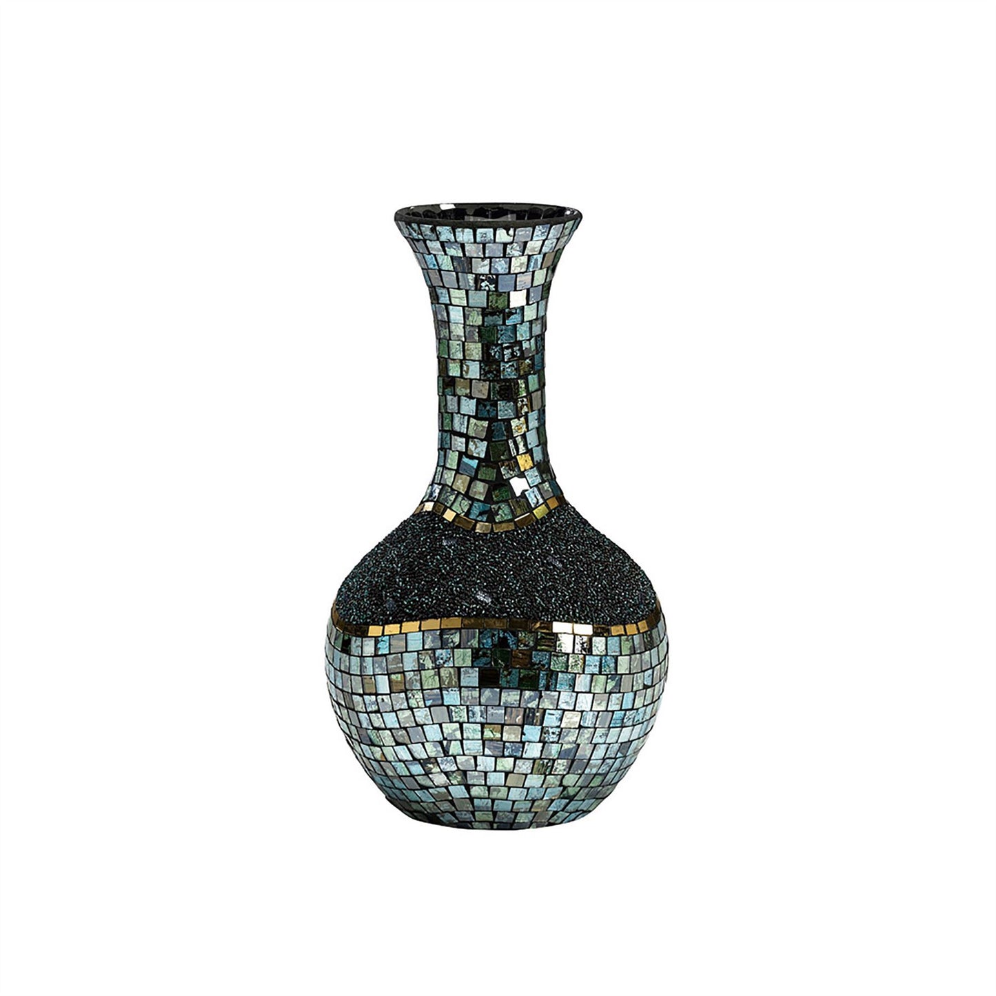Diyas Home (DH) Addison Mosaic Vase Small Blue/Silver/French Gold Mosaic