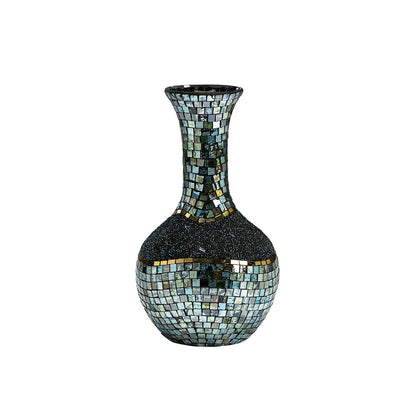 Diyas Home (DH) Addison Mosaic Vase Small Blue/Silver/French Gold Mosaic