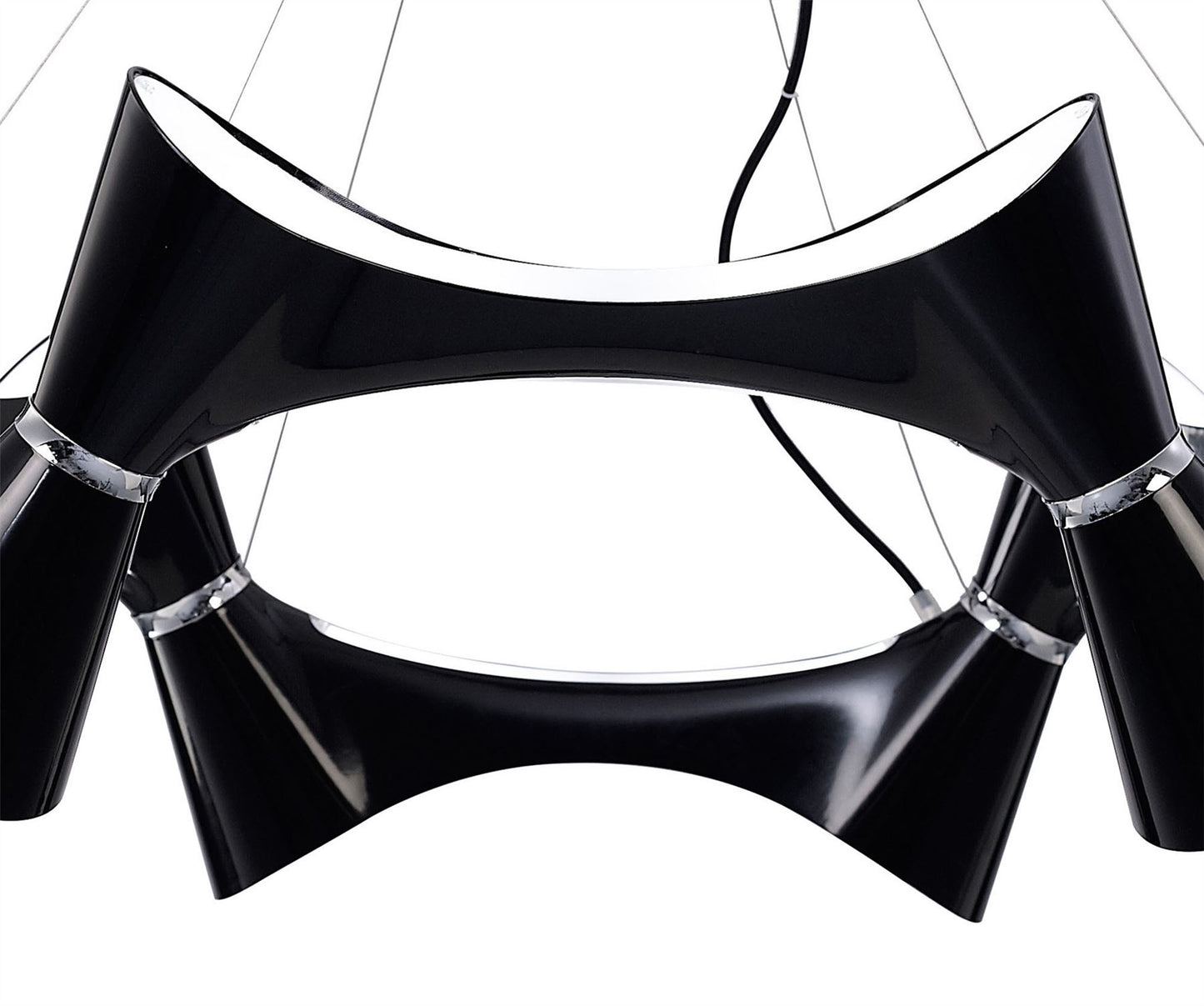 Mantra M1553 Ora Pendant 12 Twisted Round Light E27, Gloss Black/White Acrylic/Polished Chrome