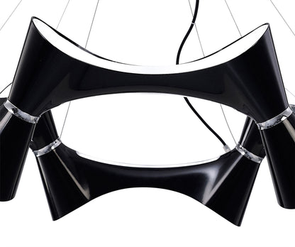 Mantra M1553 Ora Pendant 12 Twisted Round Light E27, Gloss Black/White Acrylic/Polished Chrome