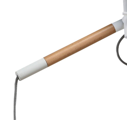 Mantra M4930 Nordica Linear Pendant with White Shade 2 Light E27, Matt White/Beech with Ivory White Shades