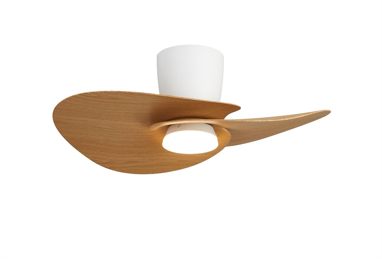 Nenufar 74 x 44cm 18W LED Dimmable Ceiling Light With Built-In 30W DC Fan, 3000-5000K Remote Control, 3600lm, White/Wood, 5yrs Warranty