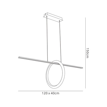 Mantra Kitesurf Loop Under Linear Pendant, 30W LED, 3000K, 2400lm, White, 3yrs Warranty