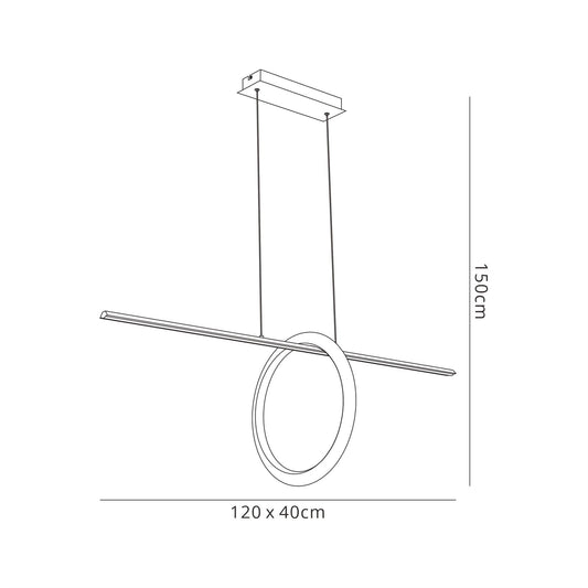 Mantra Kitesurf Loop Under Linear Pendant, 30W LED, 3000K, 2400lm, White, 3yrs Warranty