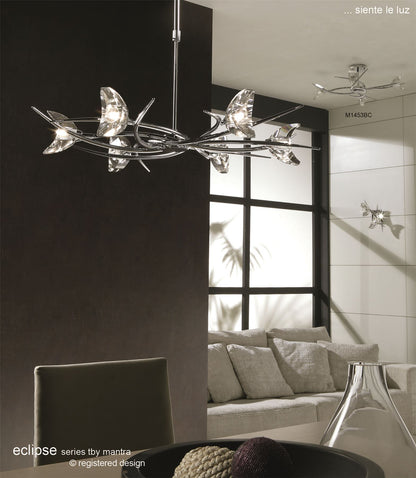 Mantra Eclipse 65cm Telescopic Convertible To Semi Flush 4 Light G9, Black Chrome