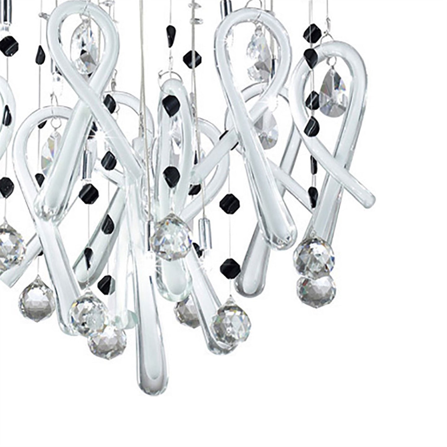 Diyas Class 45cm  Round 10 Light G4 Polished Chrome/White Glass/Crystal, NOT LED/CFL Compatible Ceiling Pendant Light Fitting